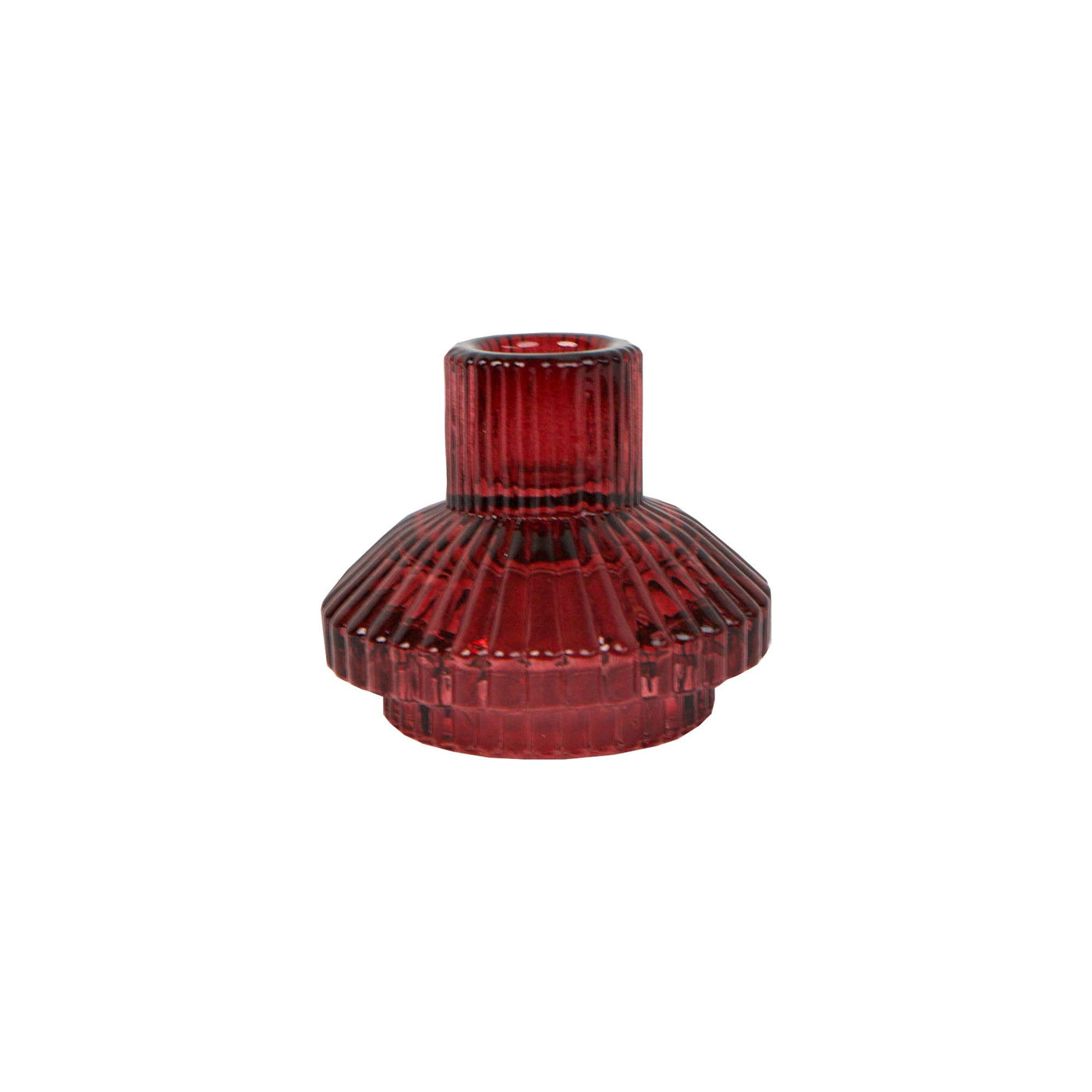 Small Ribbed Glass Candle Holder