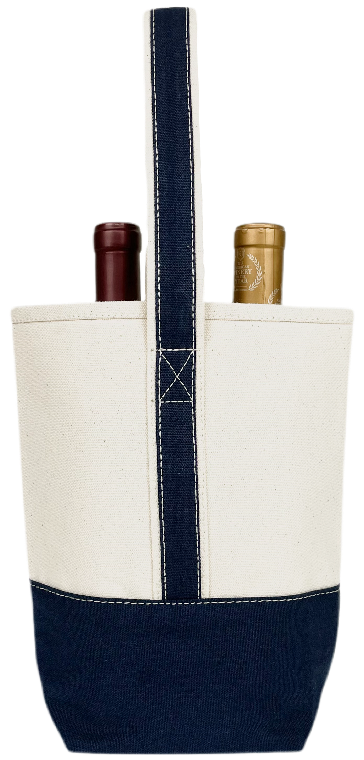 Double Wine Tote Bag: Navy Blue