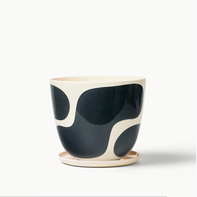 Black Color Block Planters (gloss): Small