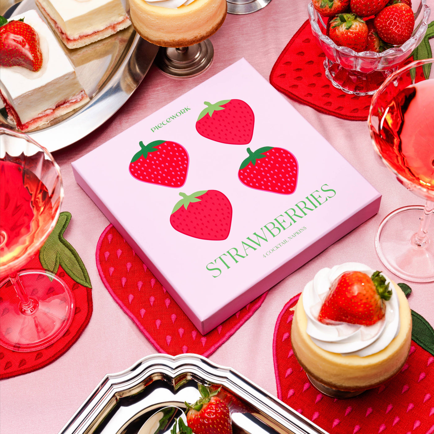 Strawberry Cocktail Napkins - Set Of 4