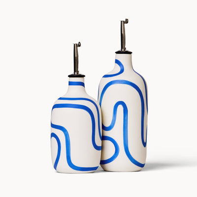Oil / Vinegar Cruets - Cobalt Outline: Short