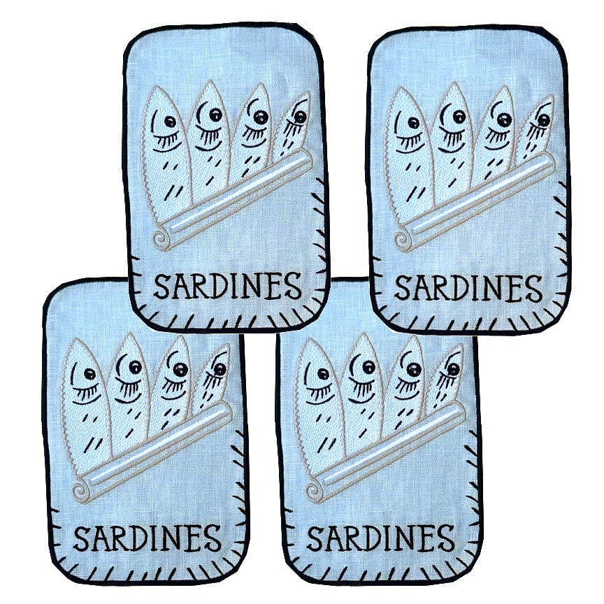 Sardine Cocktail Napkins, set of 4