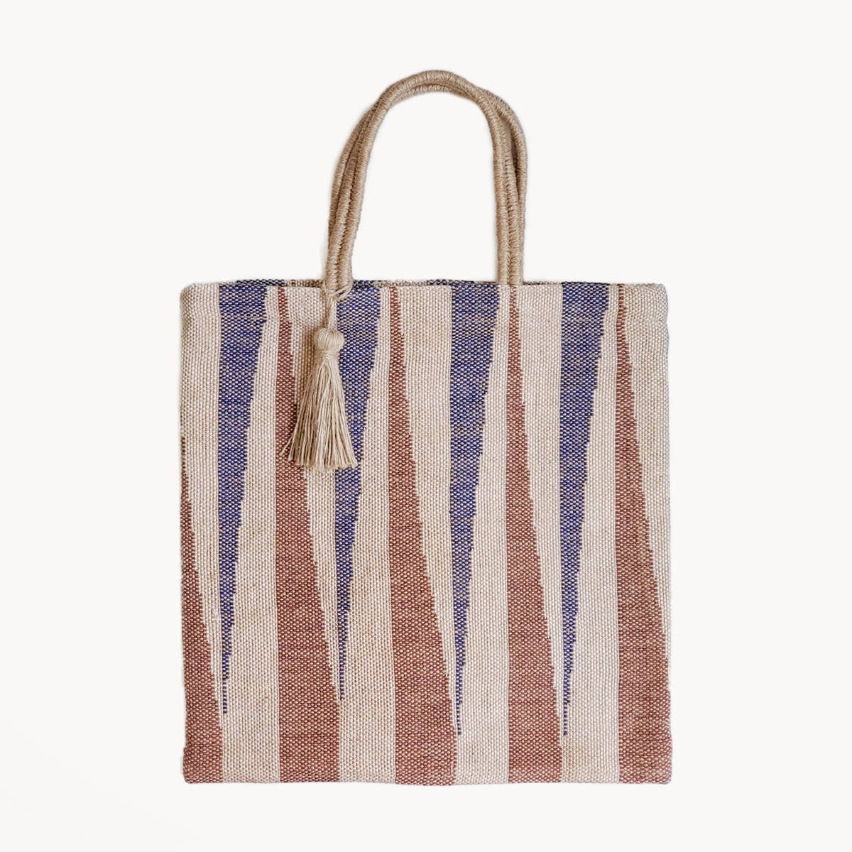 Handwoven Jute Bag in Rust and Lilac