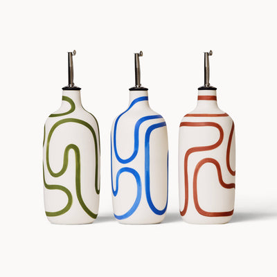 Oil / Vinegar Cruets - Cobalt Outline: Short