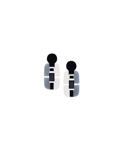 Panorama Link Earrings Black