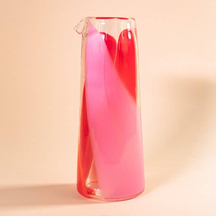 Glass Pitcher in Passionfruit (Red + Pink)