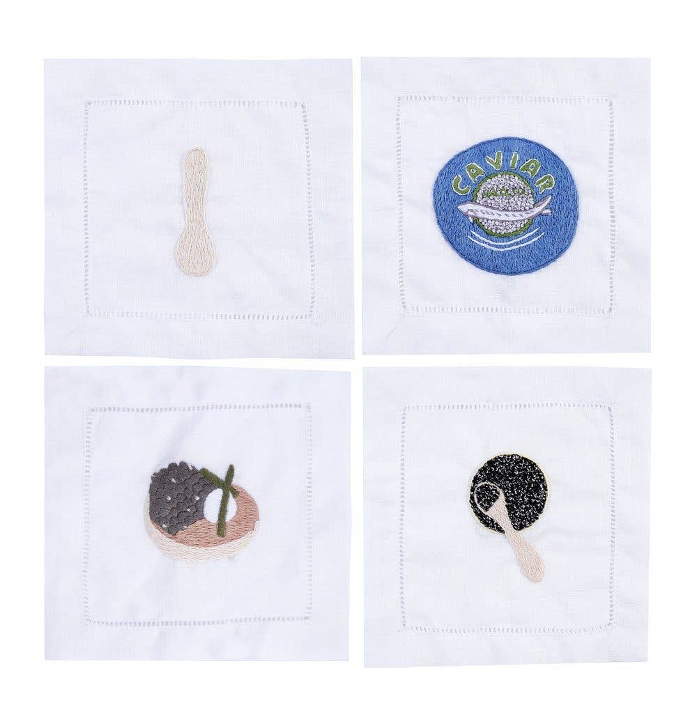 Caviar Cocktail Napkins: Set of 4