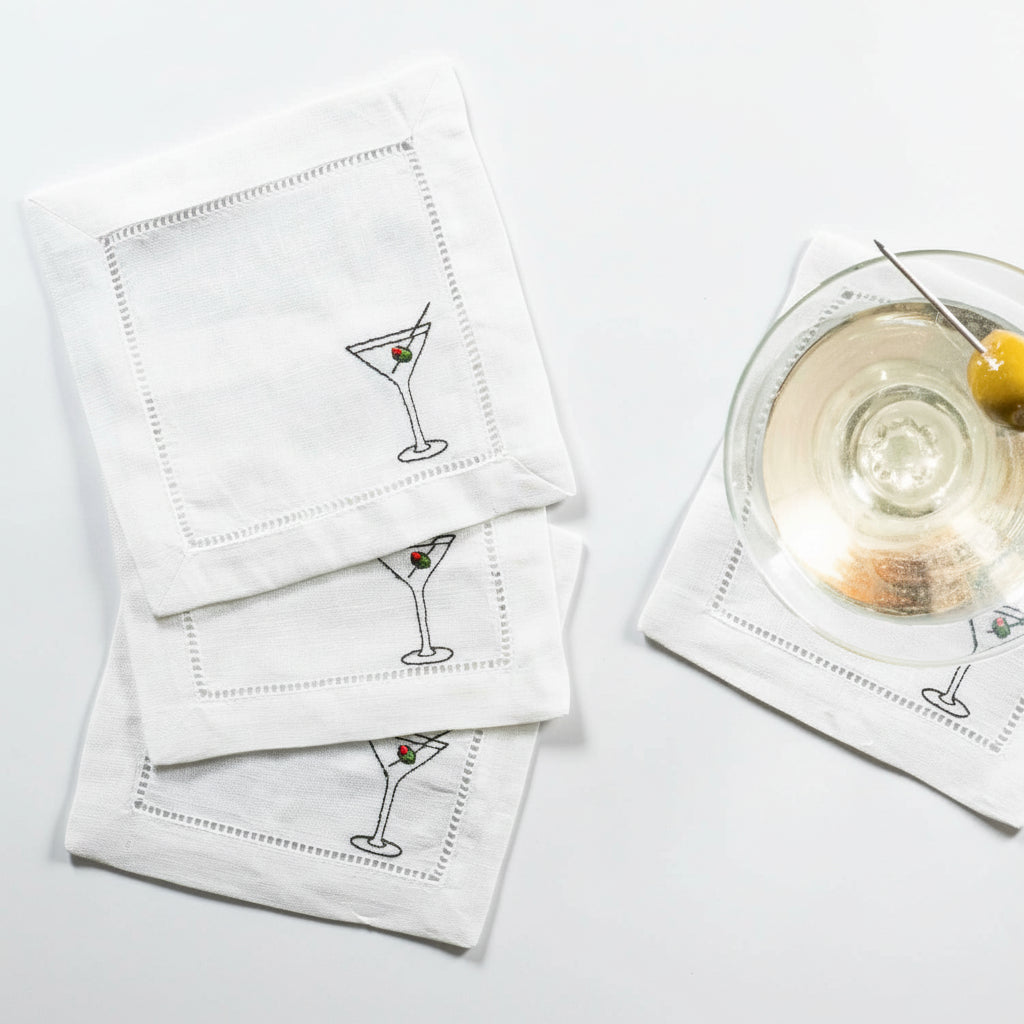 Martini Time Linen Coasters, set of four