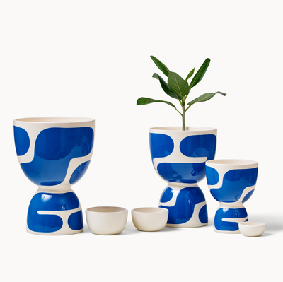 Cobalt Color Block Stacked Planter: Medium