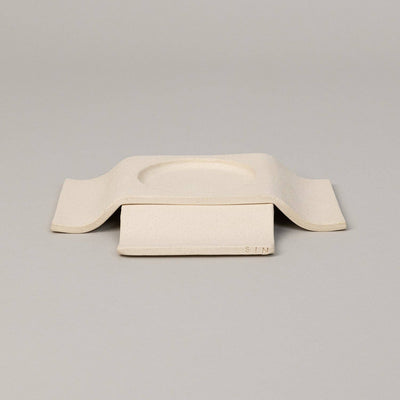 Noor Pillar Candleholder Short, Bone