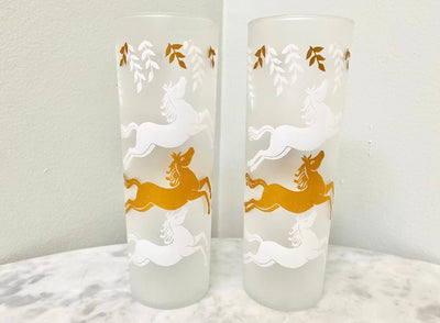 1 Vintage  Frosted Horse Glass