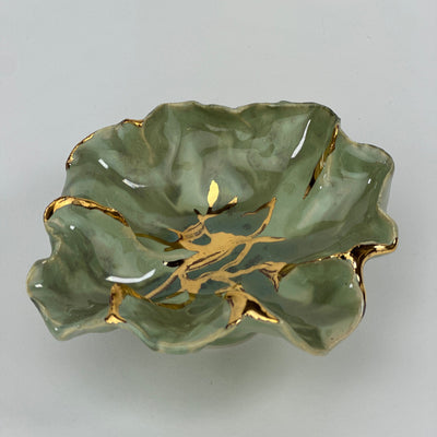 You Are Beautiful Green & Gold Dish