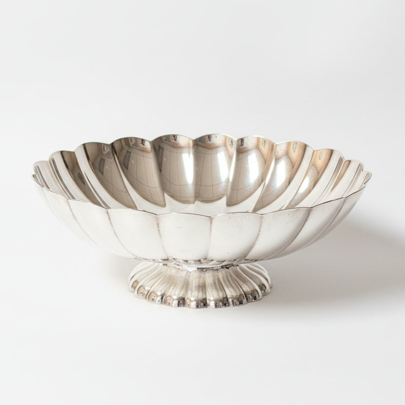 Footed Centerpiece Bowl in Silverplate, Vintage