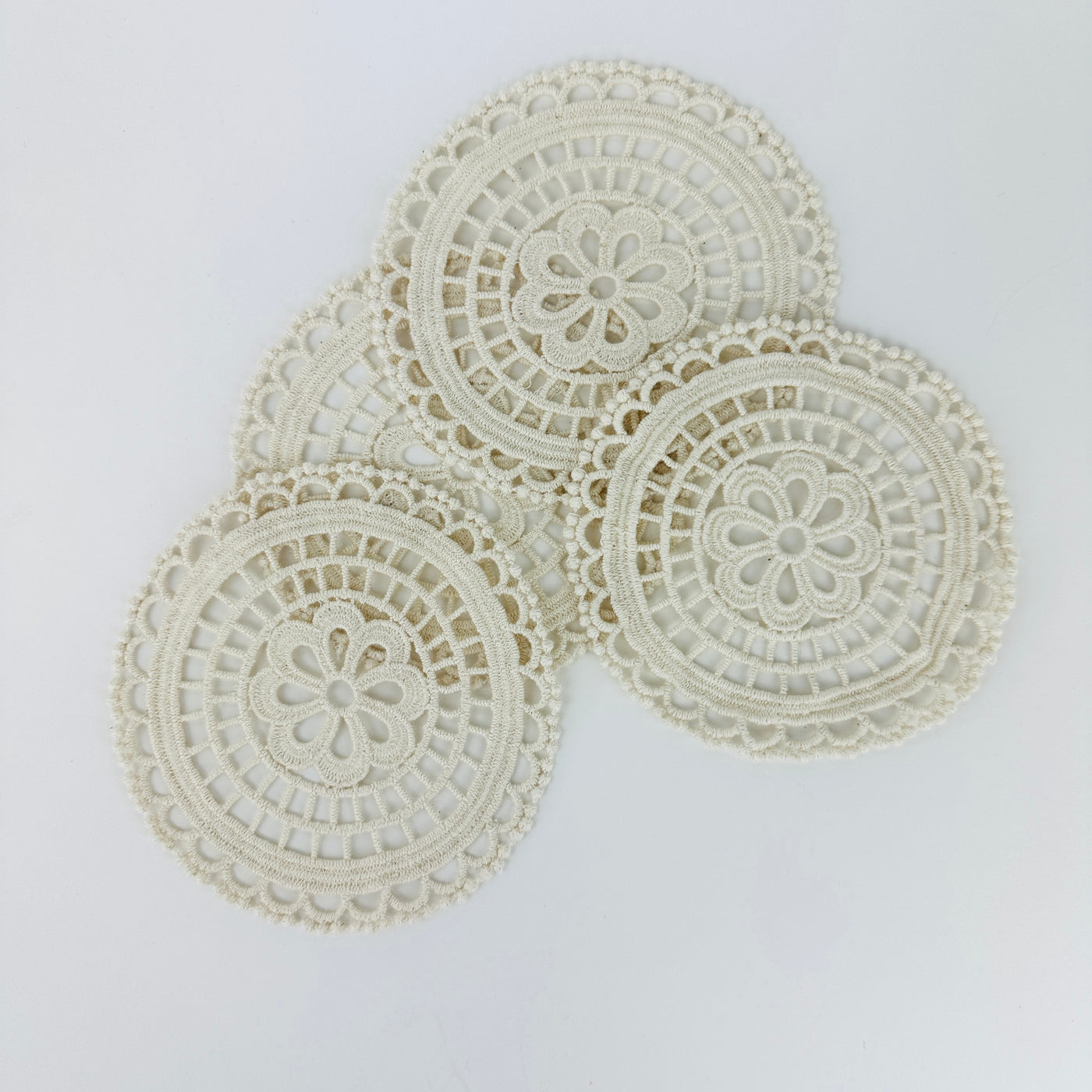 Set of 4 Cotton Crocheted Doilies