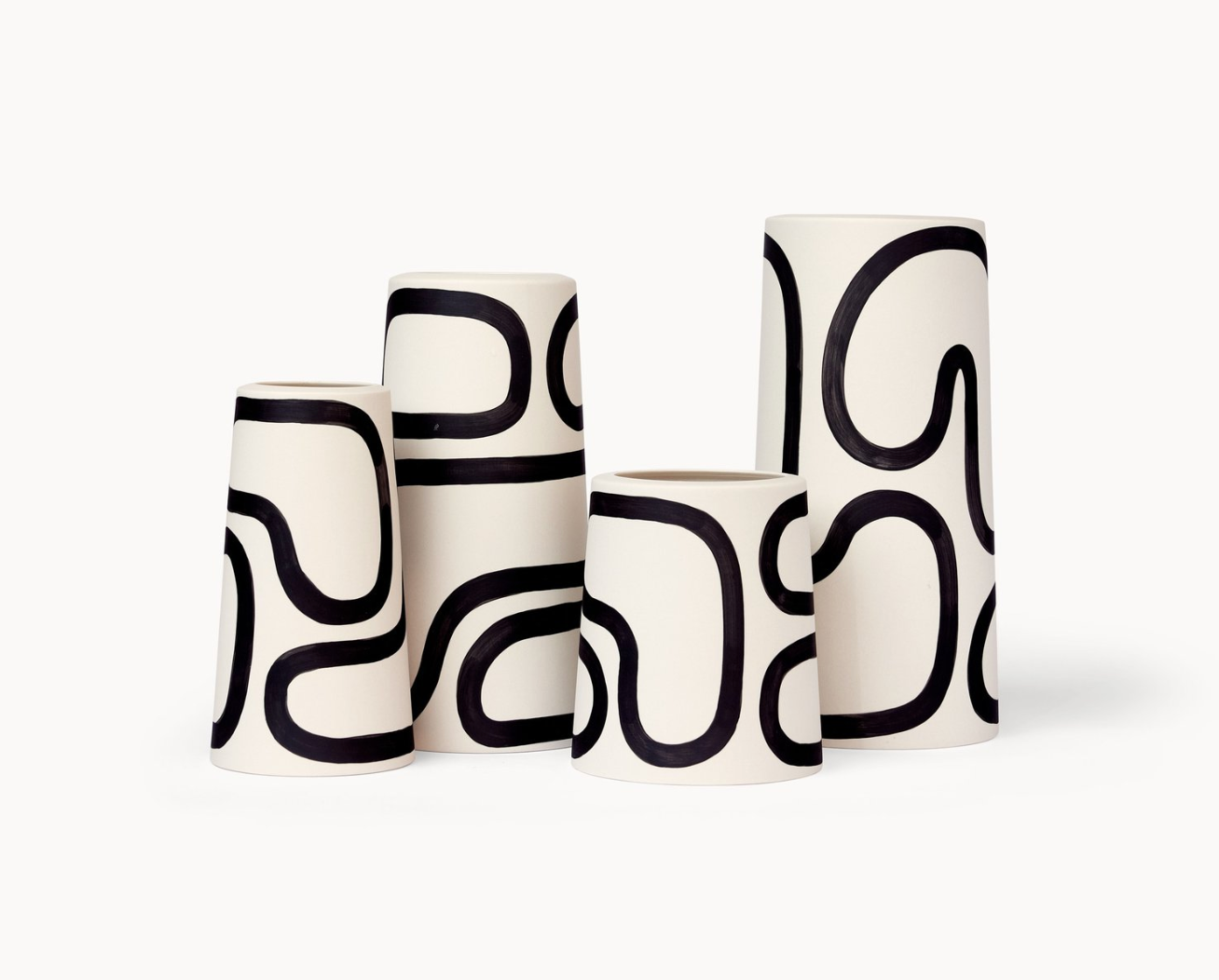 Black & White Outline Pillar Vases by Franca Brooklyn