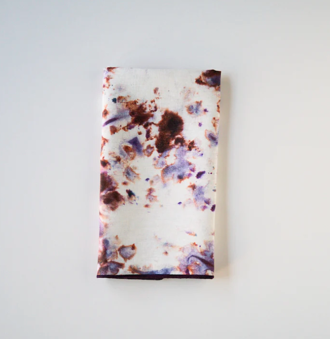 Rose Marble Napkins with Maroon Trim by Goldie Home
