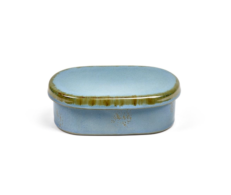 Oval Butter Dish in Smokey Blue