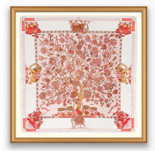 Framed Hermès Fantaisies Indiennes Silk Scarf