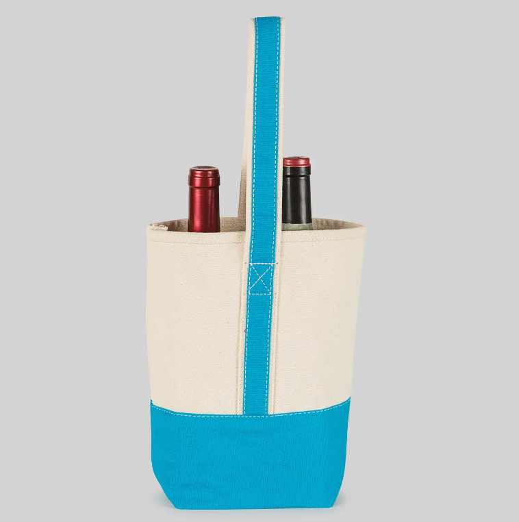 Double Wine Tote Bag in Turquoise