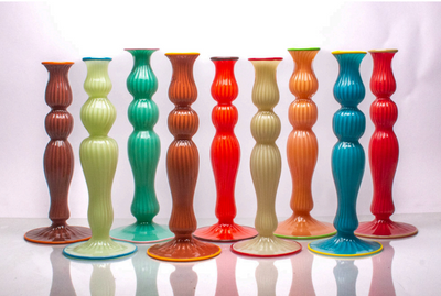 Glass Candlestick Holders by Andrew Iannazzi - Sold Individually