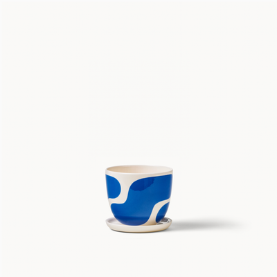 Cobalt Color Block Planters (gloss): Small + Saucer