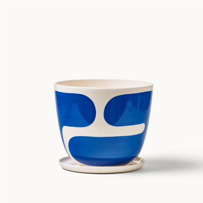 Cobalt Color Block Planters (gloss): Small + Saucer