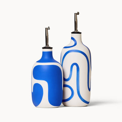 Oil / Vinegar Cruets - Cobalt Outline: Short