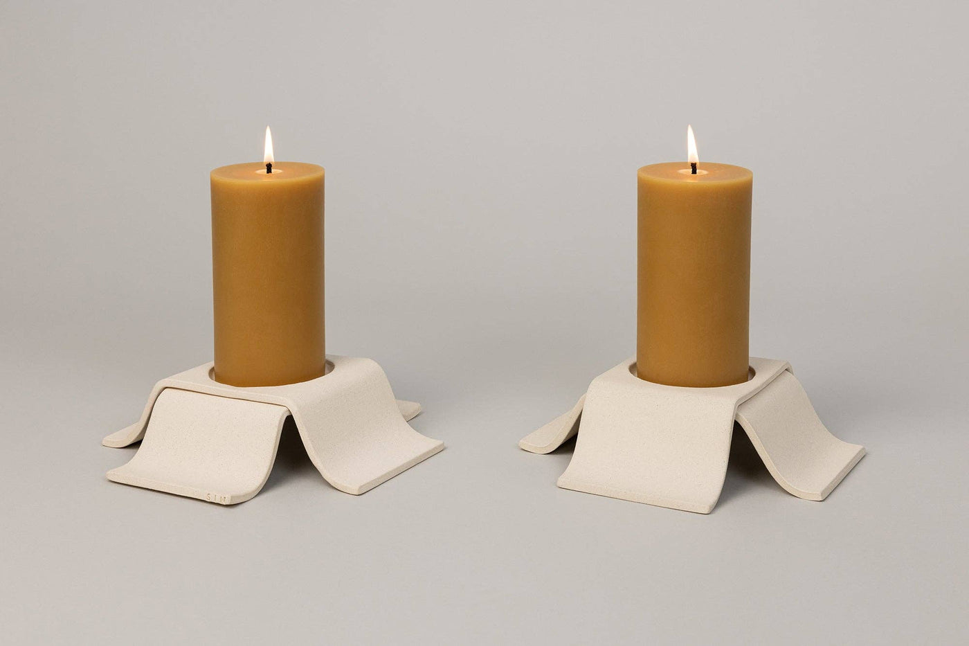 Virginia Sin Noor Pillar Candleholder Tall, Bone