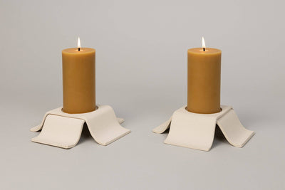 Virginia Sin Noor Pillar Candleholder Tall, Bone