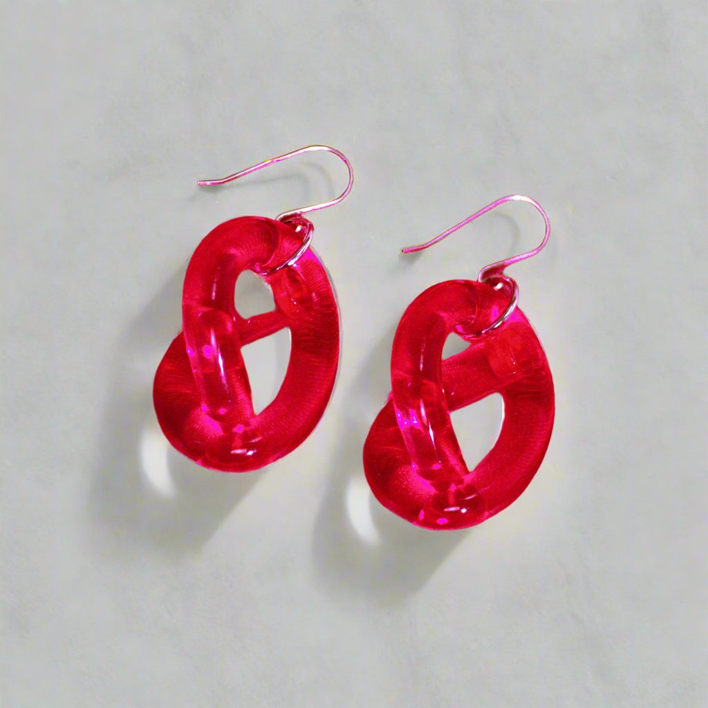 Magenta Knot Earrings