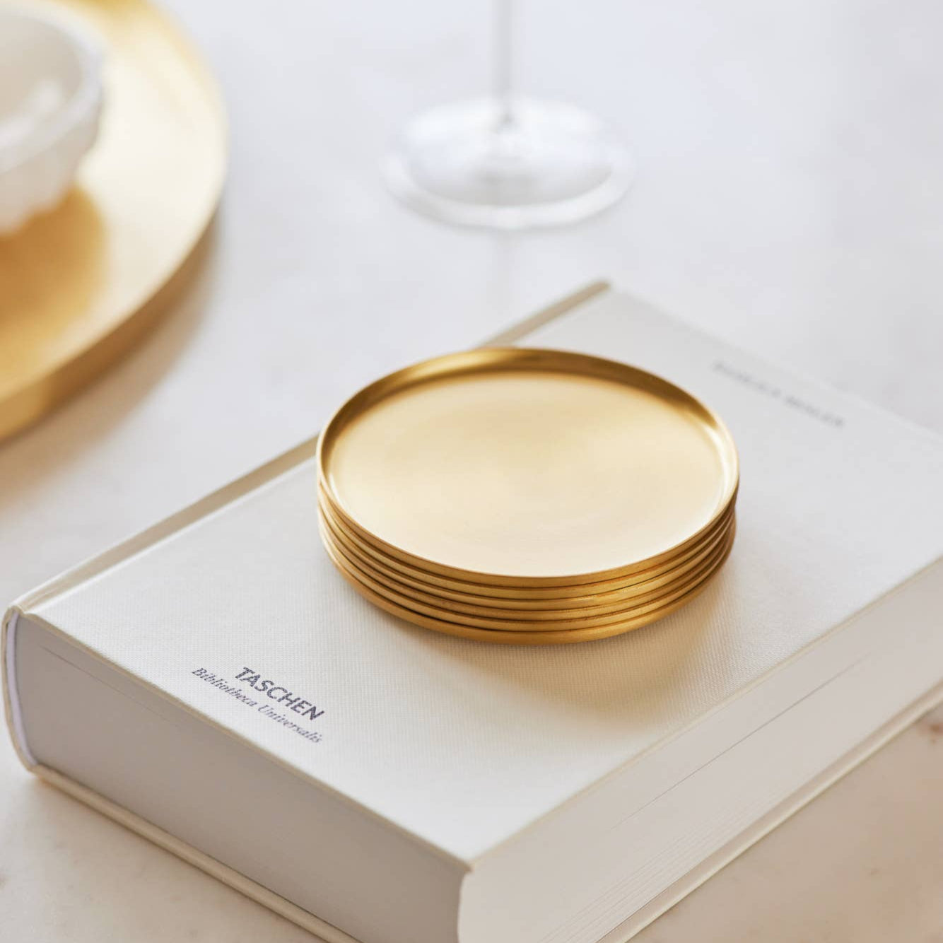 Heirloom Brass Round Coasters, Set of 4