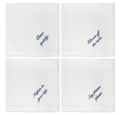 Mind Your Manners Dinner Napkins - The Grey Pearl
