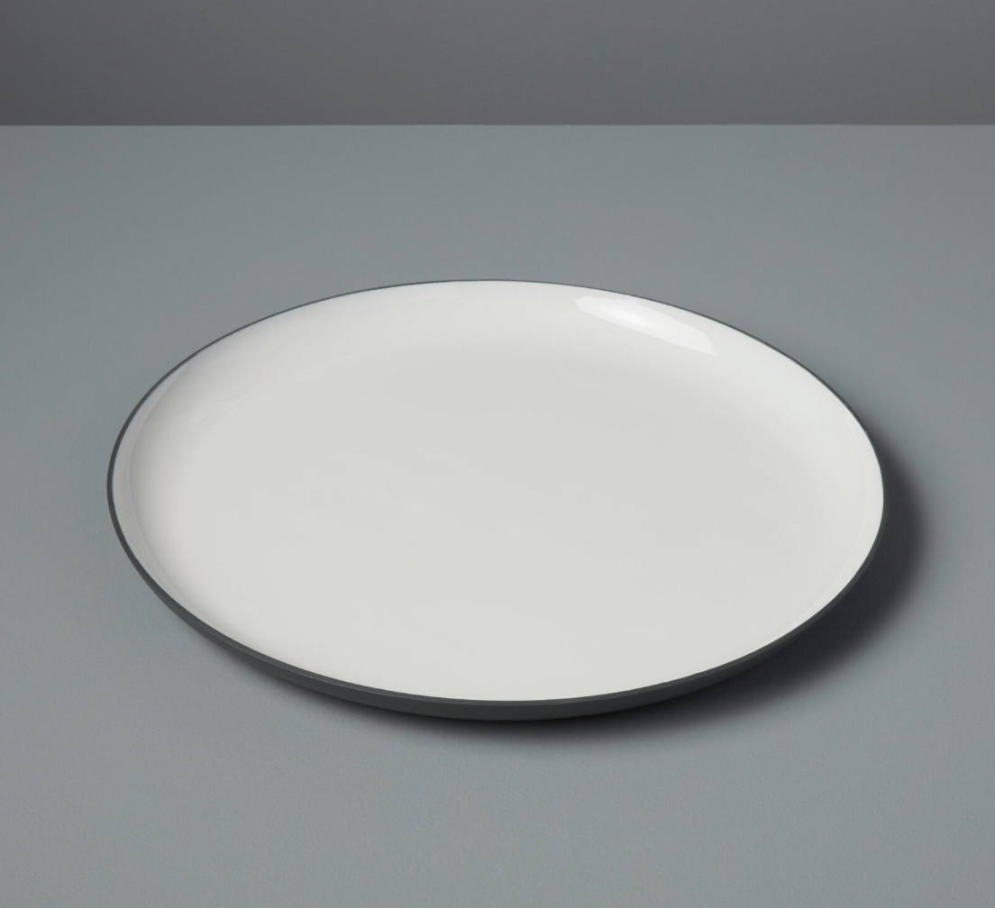 Aluminum and Enamel Round Platter Large - The Grey Pearl
