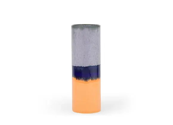 Orange & Blue Small Cylinder Vase