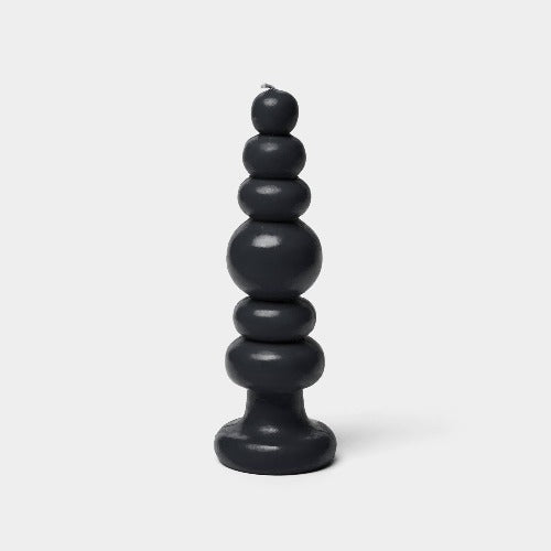 Black Knubby Spindle Candle by Carl Durkow